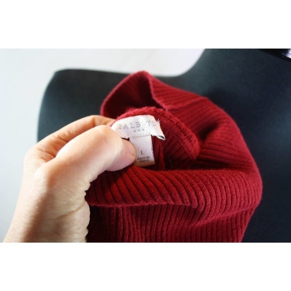 Talbots Ribbed Turtleneck Sweater 100% Cotton Red Size L - Picture 4 of 4